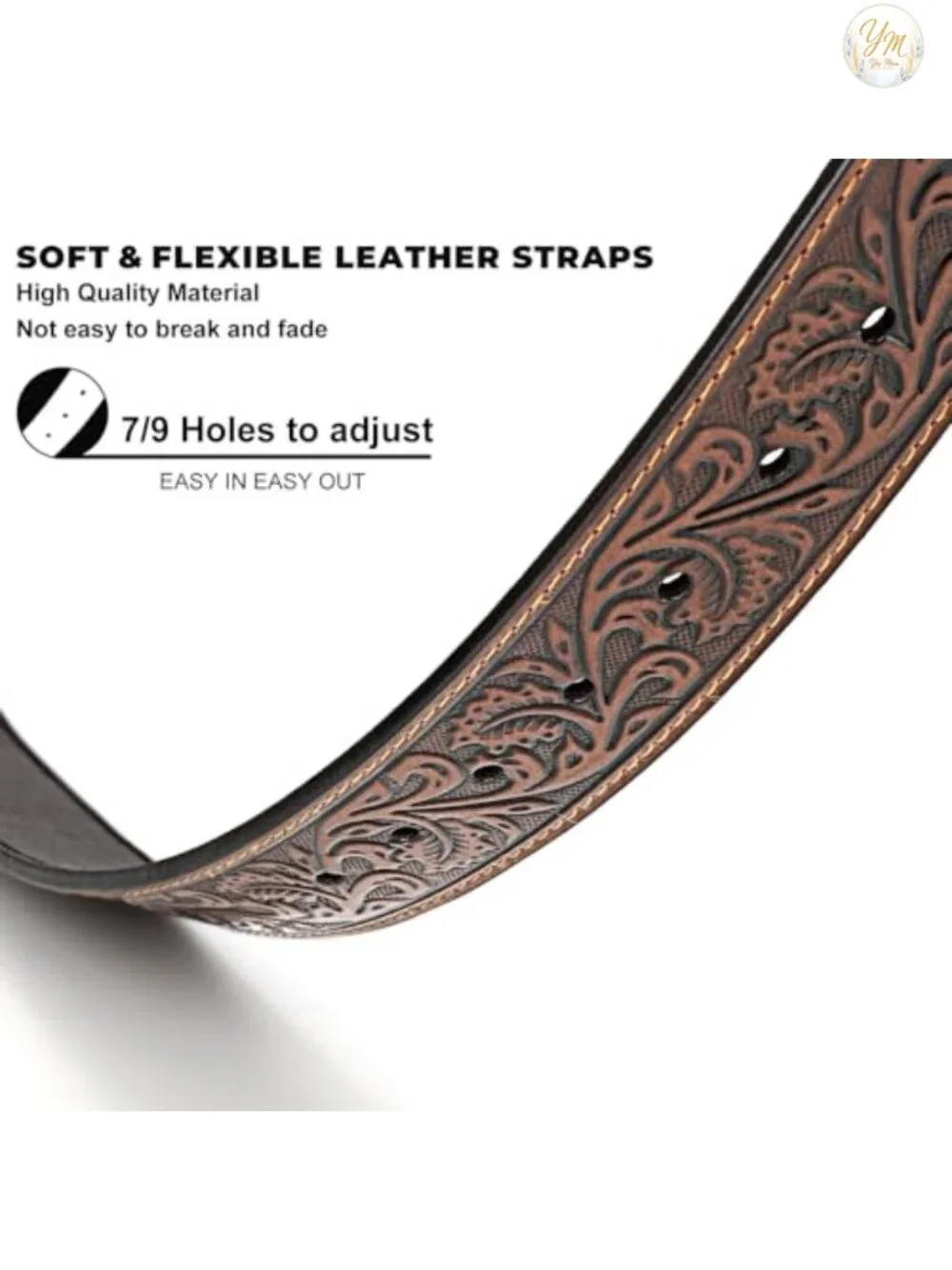Western Leather Belt with Removable Buckle for Men Women Cowboy Rodeo